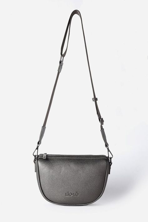 Cartera Metalizada Efecto Cuero Granulado, Gris Liola-3