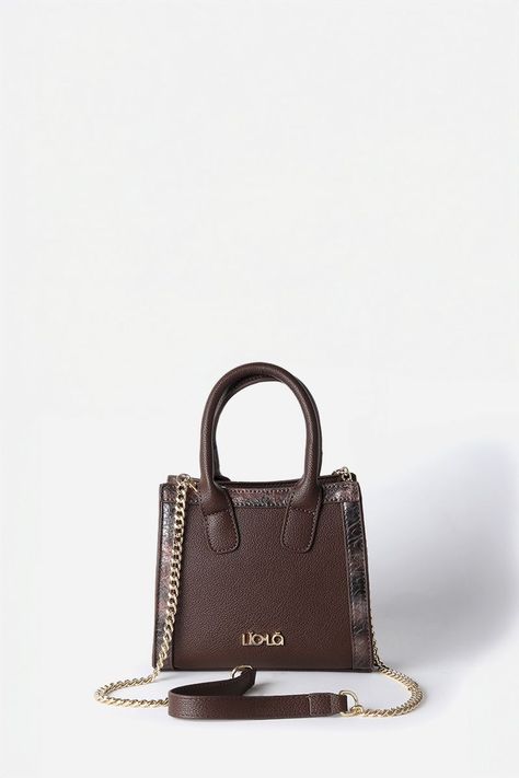 Cartera Pequeña Piton, Efecto Cuero, Chocolate Liola-0