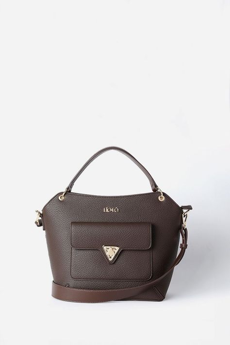 Cartera Mediana, Efecto Cuero Granulado, Chocolate Liola-0