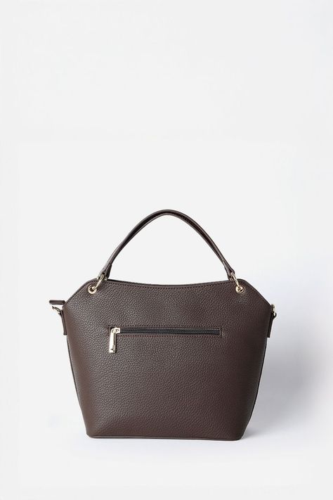 Cartera Mediana, Efecto Cuero Granulado, Chocolate Liola-1