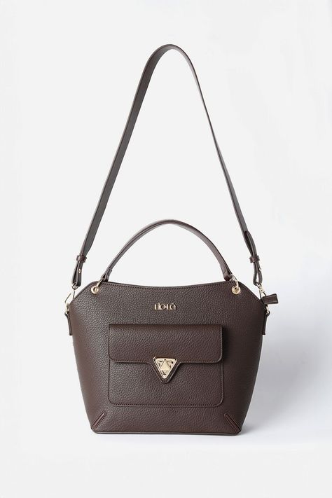 Cartera Mediana, Efecto Cuero Granulado, Chocolate Liola-2