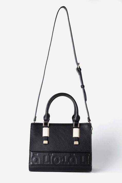 Cartera Con Herraje Metal, Efecto Cuero, Negro Liola-3