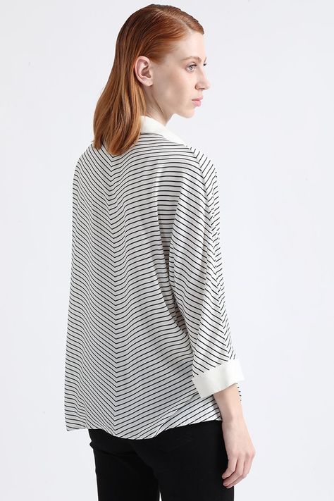 Blusa Rayas Contraste, Crudo Liola-1