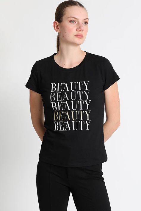 Polera Estampado Texto Negro Liola-1