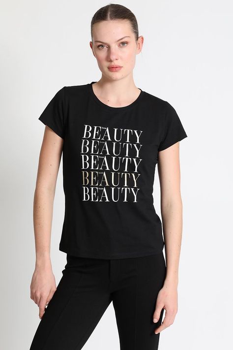 Polera Estampado Texto Negro Liola-2