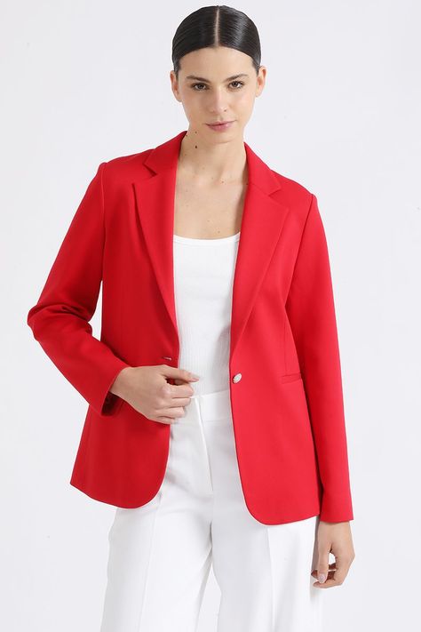Blazer Con Solapa Entallado, Rojo Liola-0