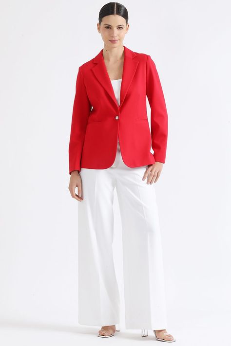 Blazer Con Solapa Entallado, Rojo Liola-1