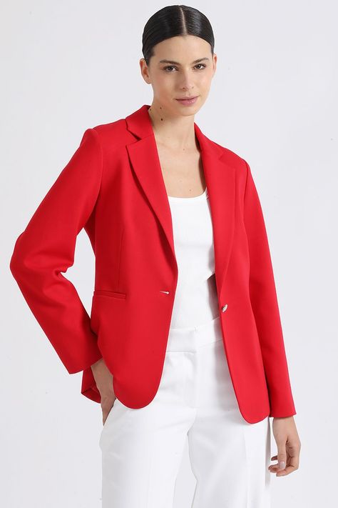 Blazer Con Solapa Entallado, Rojo Liola-2