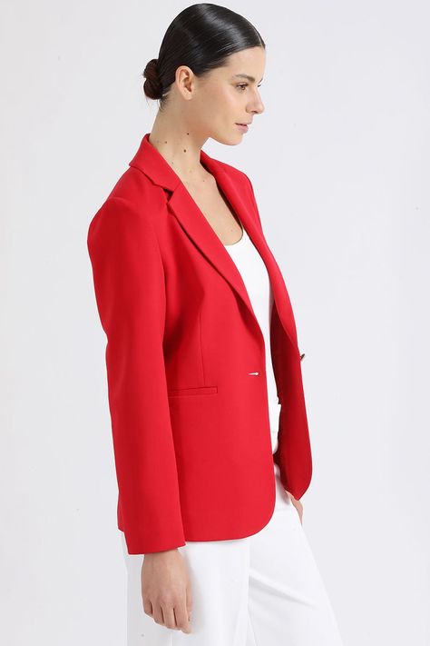 Blazer Con Solapa Entallado, Rojo Liola-3