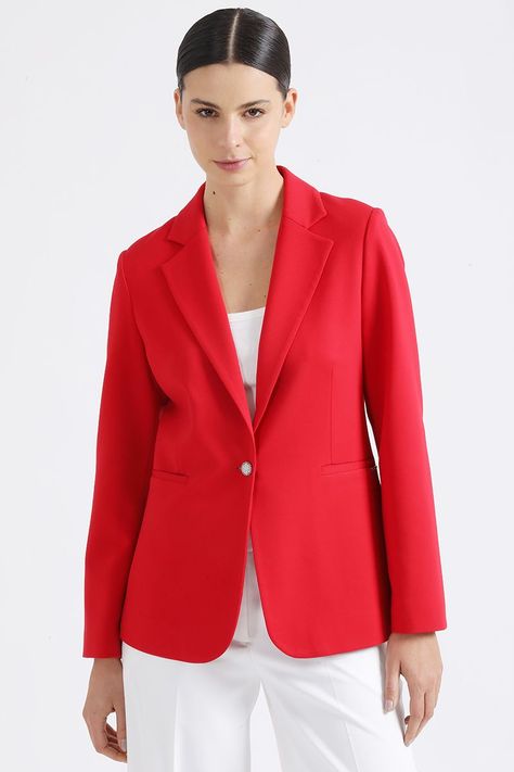 Blazer Con Solapa Entallado, Rojo Liola-4