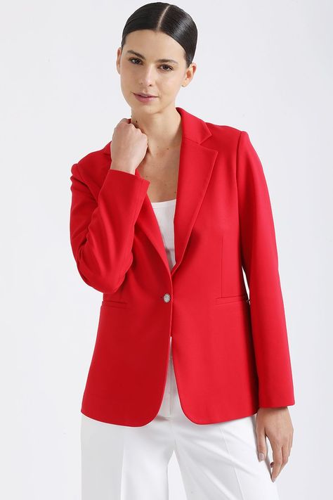 Blazer Con Solapa Entallado, Rojo Liola-5
