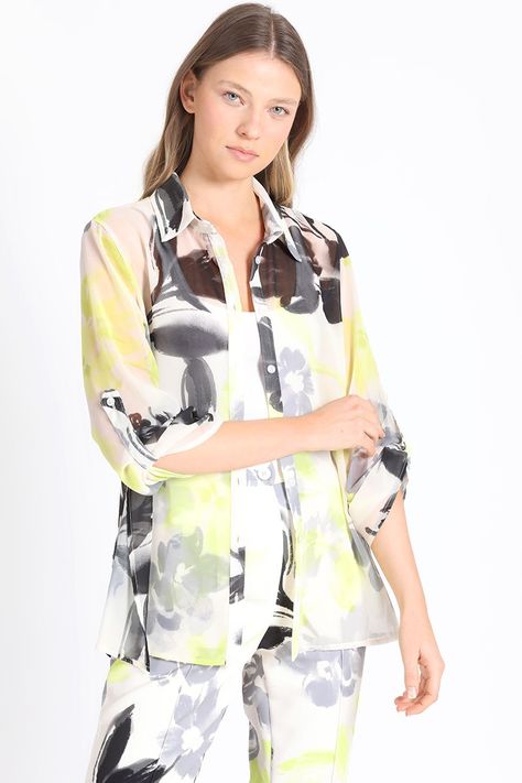 Blusa Gasa Estampada Verde Liola-3