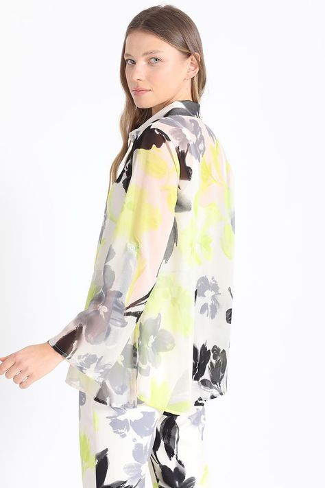 Blusa Gasa Estampada Verde Liola-4