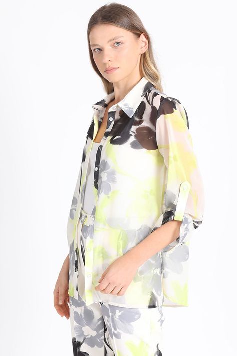 Blusa Gasa Estampada Verde Liola-5