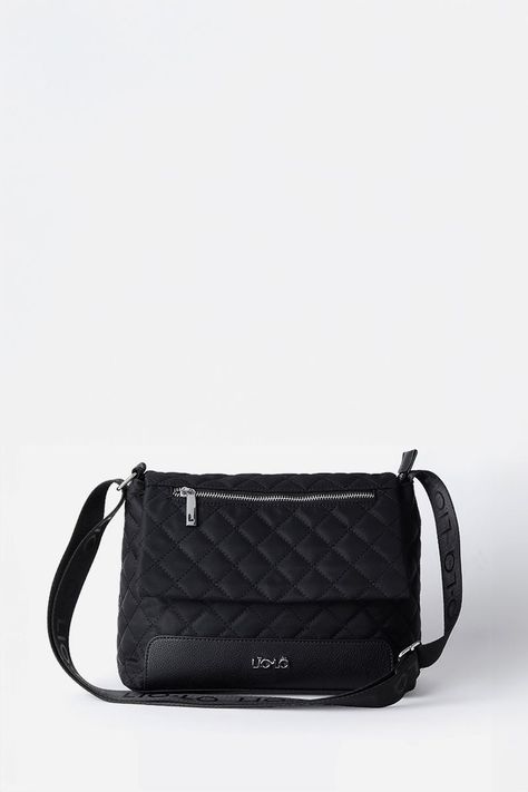 Bolso Tela Acolchado Y Aplicación Efecto Cuero, Negro Liola-0