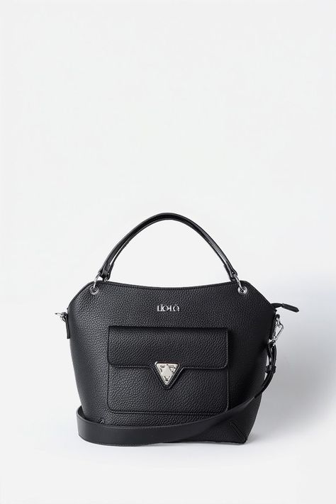 Cartera Mediana, Efecto Cuero Granulado, Negro Liola-0