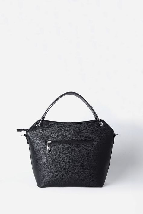 Cartera Mediana, Efecto Cuero Granulado, Negro Liola-2