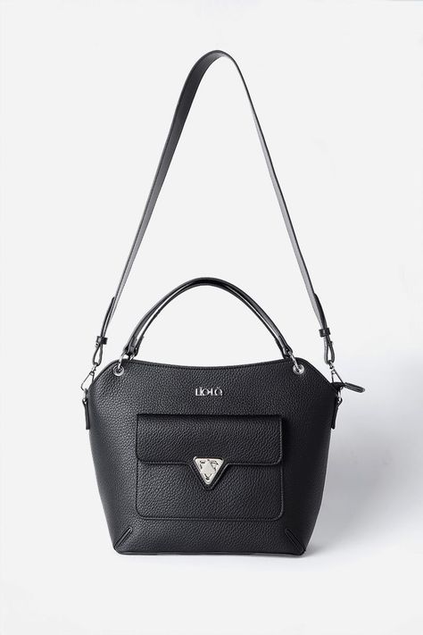 Cartera Mediana, Efecto Cuero Granulado, Negro Liola-3