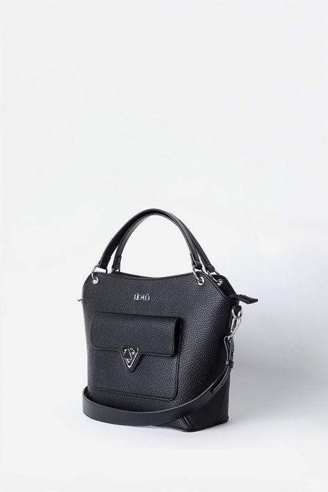 Cartera Mediana, Efecto Cuero Granulado, Negro Liola-4