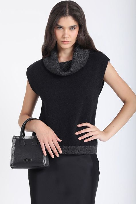 Cartera Pequeña Aplicación Piton, Efecto Cuero, Negro Liola-1