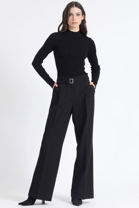 Sweater Tejido Punto Basico, Negro Liola-1