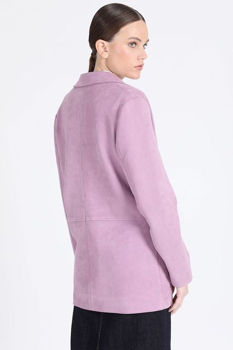 Blazer Semi Recto Efecto Gamuza, Lila Liola-3