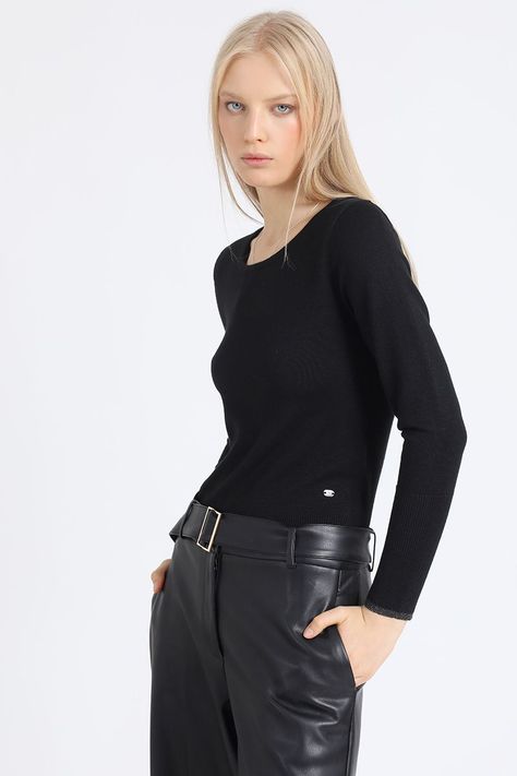 Sweater Basico Punto, Negro Liola-0