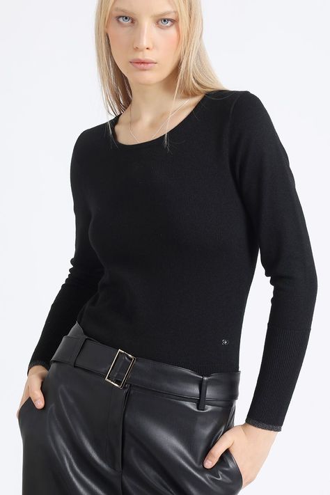 Sweater Basico Punto, Negro Liola-1