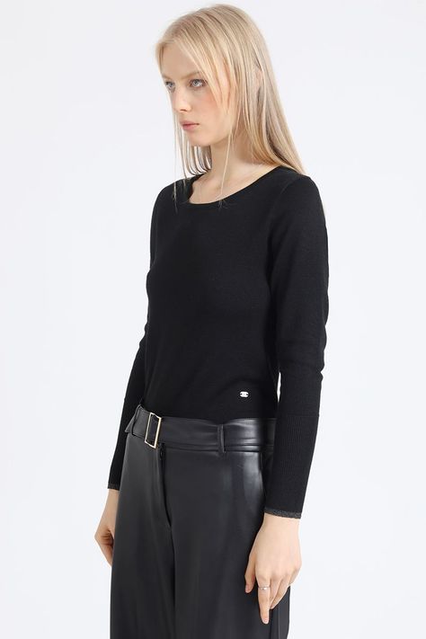 Sweater Basico Punto, Negro Liola-3