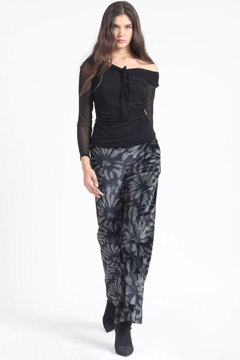 Pantalon Ancho, Tiro Alto, Estampado, Verde Liola-5