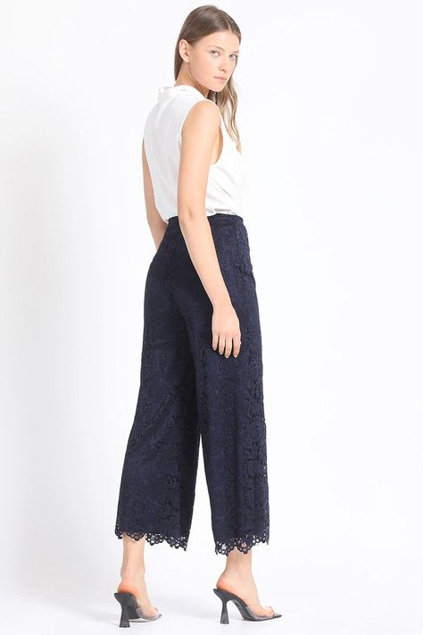 Pantalon Recto Encaje Azul Marino Liola-2