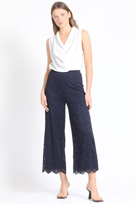 Pantalon Recto Encaje Azul Marino Liola-3