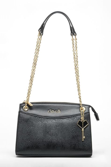 Cartera Efecto Cuero Mezcla Piton, Negro Liola-0