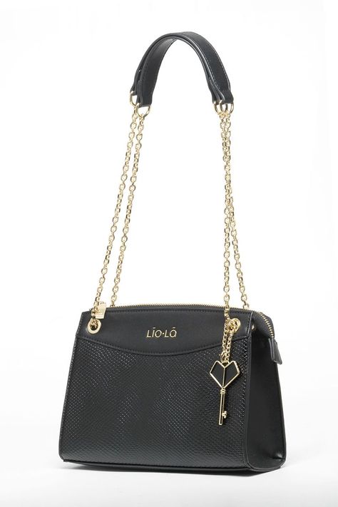 Cartera Efecto Cuero Mezcla Piton, Negro Liola-1