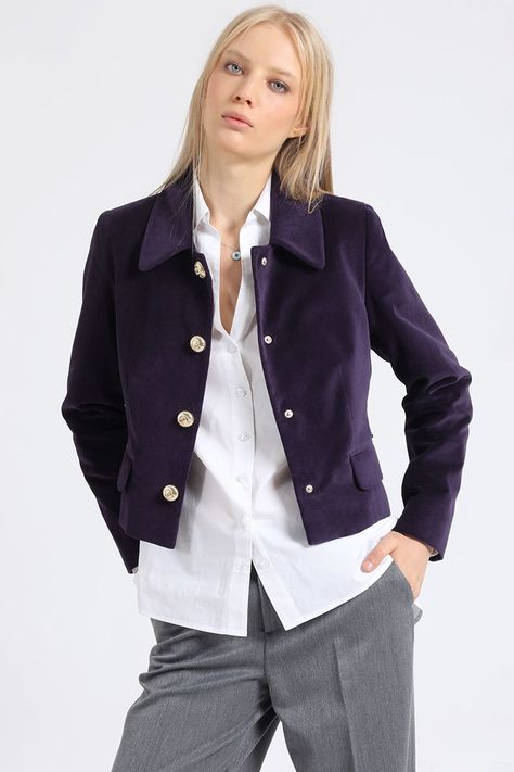 Chaqueta Crop Terciopelo, Arandano Liola-5
