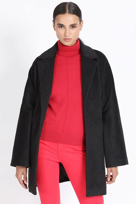 Chaqueton Recto Muflon Melange, Negro Liola-4