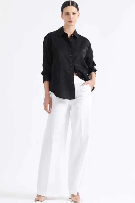 Camisa Recta Cortes, Negro Liola-1