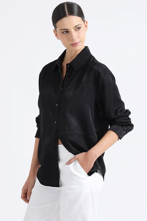Camisa Recta Cortes, Negro Liola-2