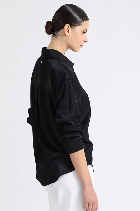 Camisa Recta Cortes, Negro Liola-3