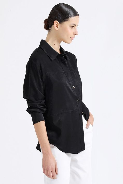 Camisa Recta Cortes, Negro Liola-4
