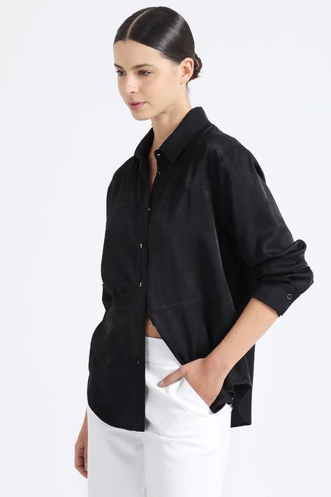 Camisa Recta Cortes, Negro Liola-5