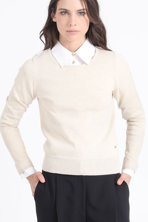Sweater Basico Punto, Crudo Liola-2