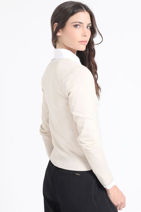 Sweater Basico Punto, Crudo Liola-3