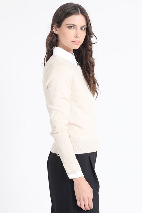 Sweater Basico Punto, Crudo Liola-4