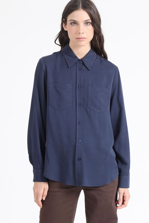 Blusa Larga Basica, Azul Marino Liola-0