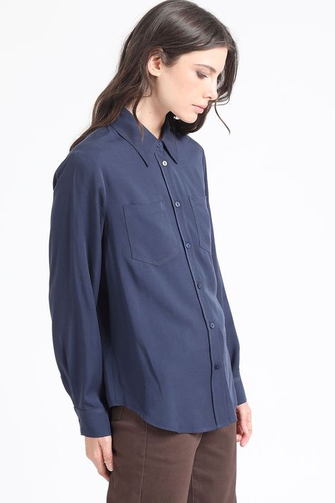 Blusa Larga Basica, Azul Marino Liola-1