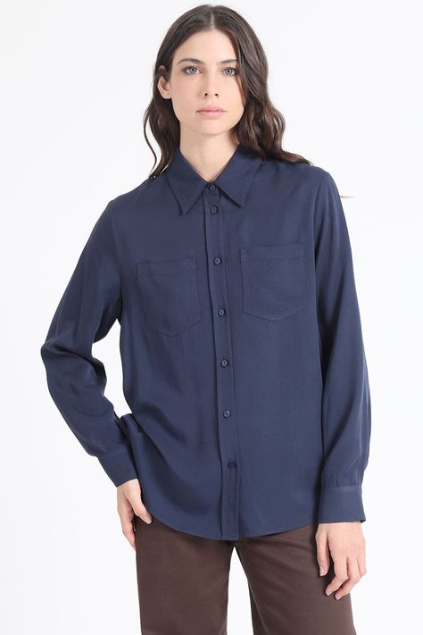 Blusa Larga Basica, Azul Marino Liola-2