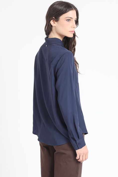 Blusa Larga Basica, Azul Marino Liola-3