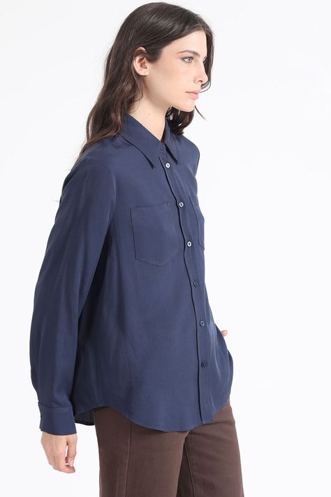 Blusa Larga Basica, Azul Marino Liola-5