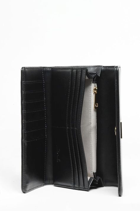 Billetera Efecto Cuero Liso, Inicial L, Negro Liola-3